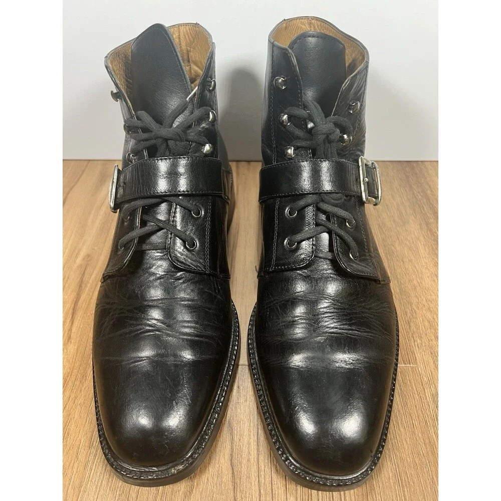 Kenneth Cole New York Men's Black Leather Ankle Boots Size 11.5 Made In Italy
